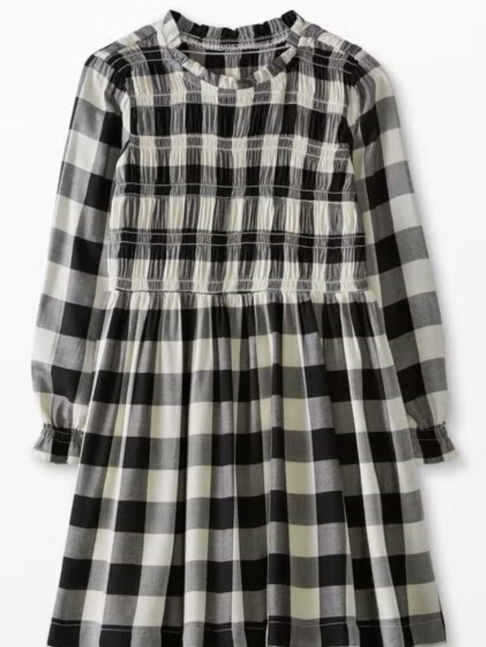 Hanna Andersson Smocked Dress Black/Ecru Size: 4